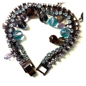 Lia Sophia Triple Strand Rhinestone Bracelet NWT